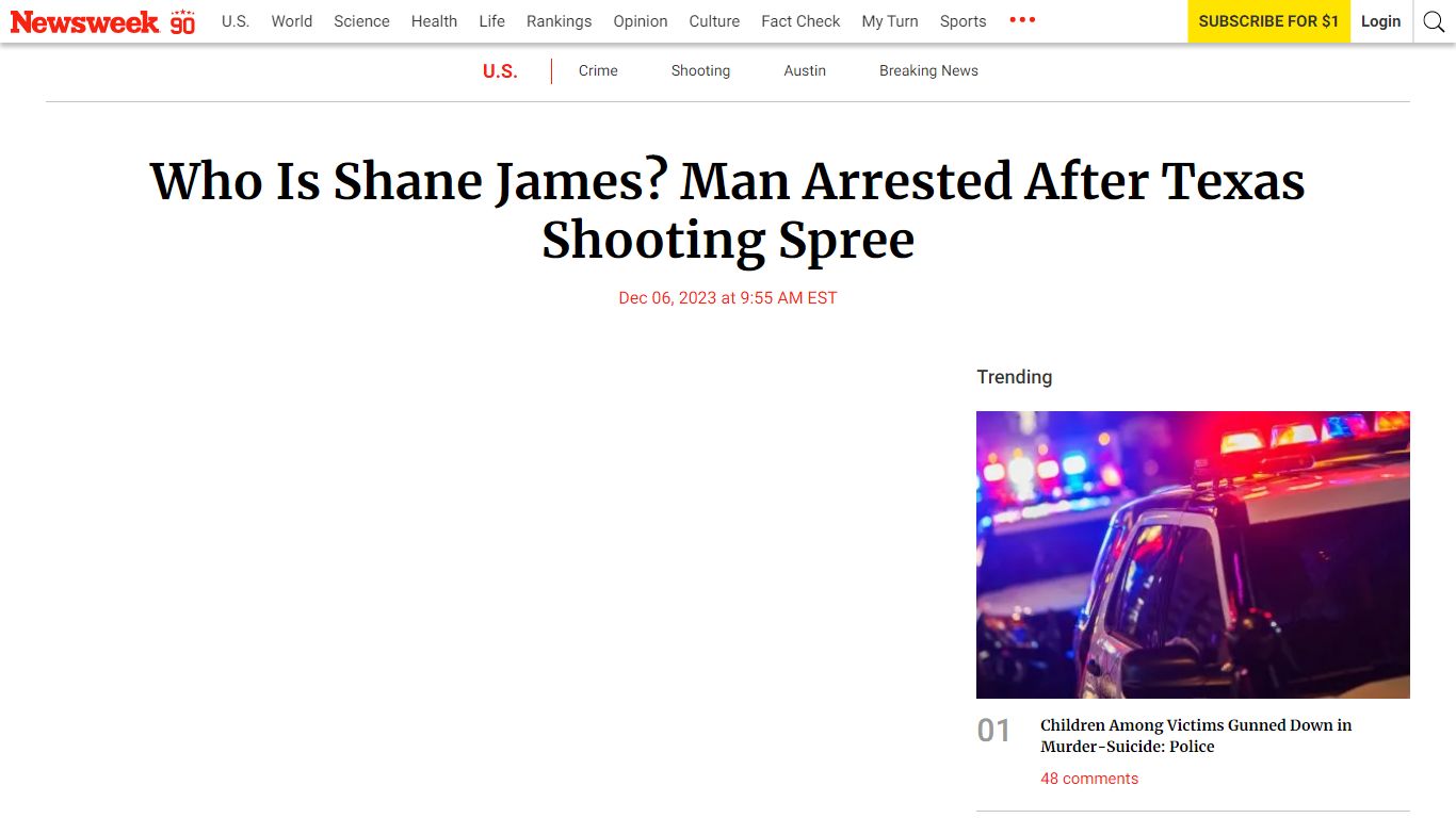 Who Is Shane James? Man Arrested After Texas Shooting Spree - Newsweek